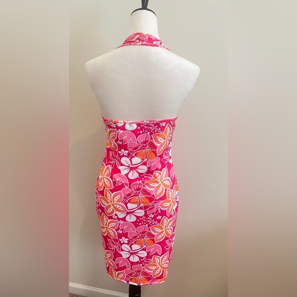SHEIN NWOT Pink and Orange Backless Dress Vibrant Floral - Picture 3 of 4